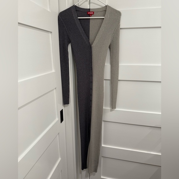 STAUD Shoko Colorblocked Sweater Dress Heather Grey Charcoal Size XS - Picture 2 of 6